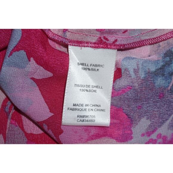 Rebecca Taylor Silk Floral Blouse Pink Purple Sleeveless Top Size 6 - Picture 6 of 6
